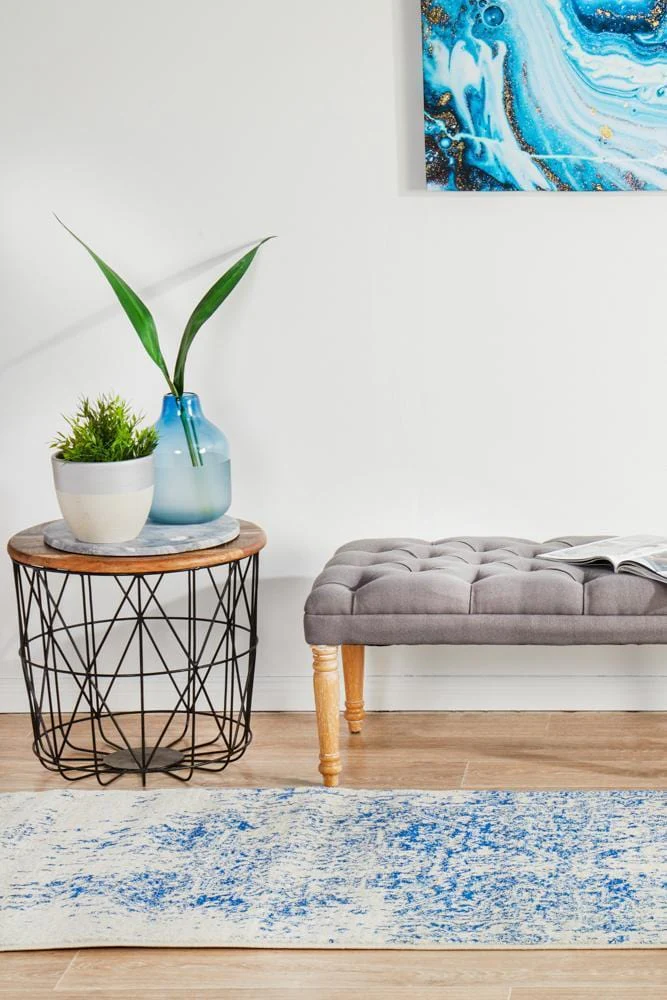 Evoke Horizon White Navy Transitional Runner Rug - Image 5