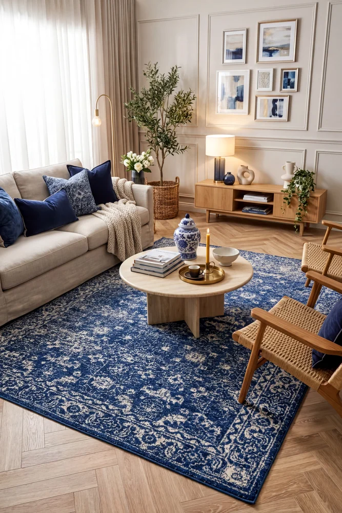 Evoke Oasis Navy Transitional Rug - Image 2