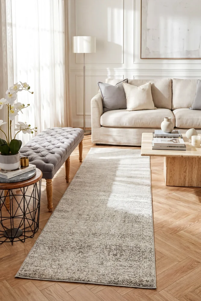 Evoke Shine Silver Transitional Runner Rug