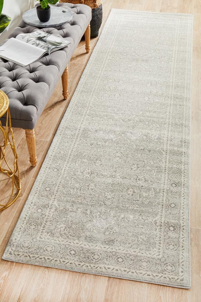 Evoke Silver Flower Transitional Runner Rug - Image 3