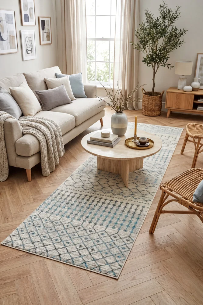 Evoke Slate White Transitional Runner Rug