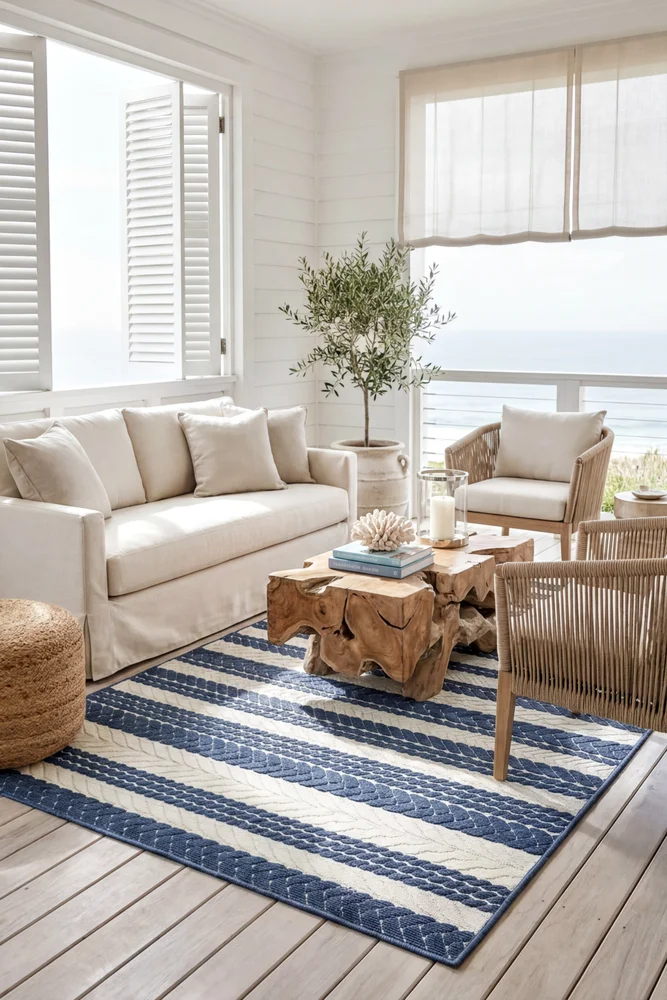 Nevada 994 Indoor Outdoor Blue White Rug - Image 3