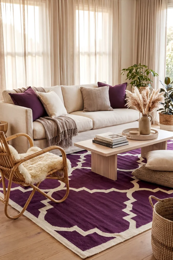Flat Weave Moroccan Aubergine Rug - Image 2