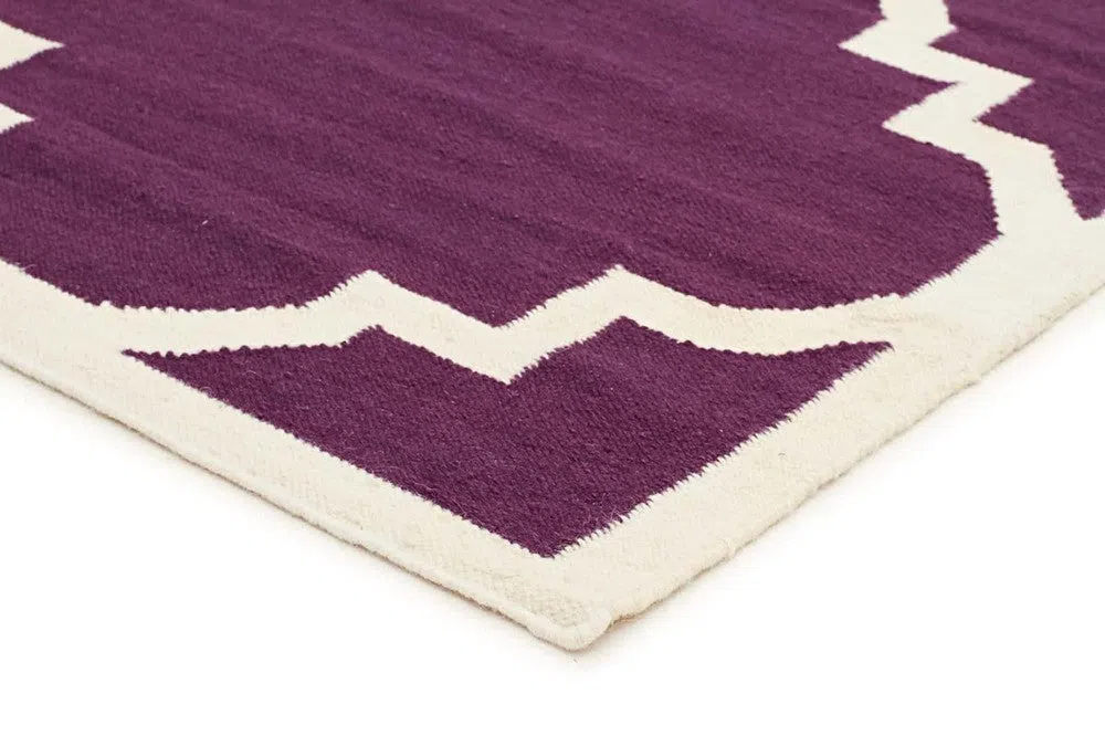 Flat Weave Moroccan Aubergine Rug - Image 3