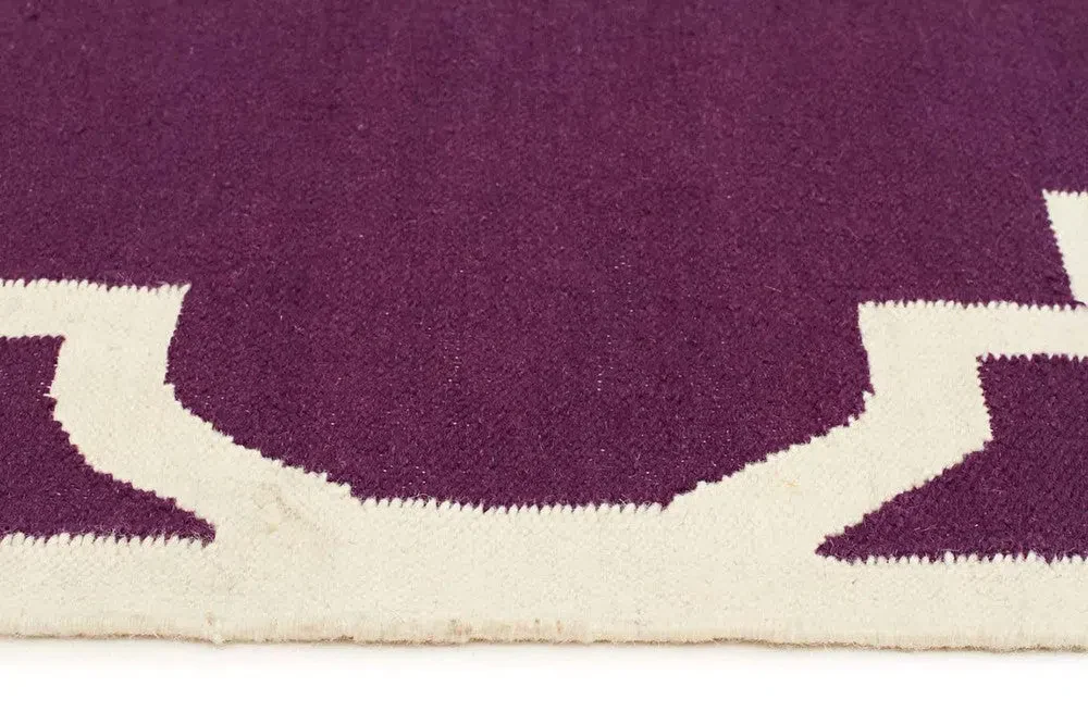 Flat Weave Moroccan Aubergine Rug - Image 4