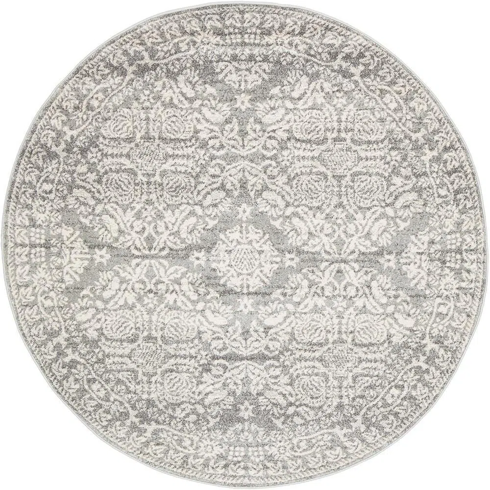 Gwyneth Stunning Transitional Silver Round Rug