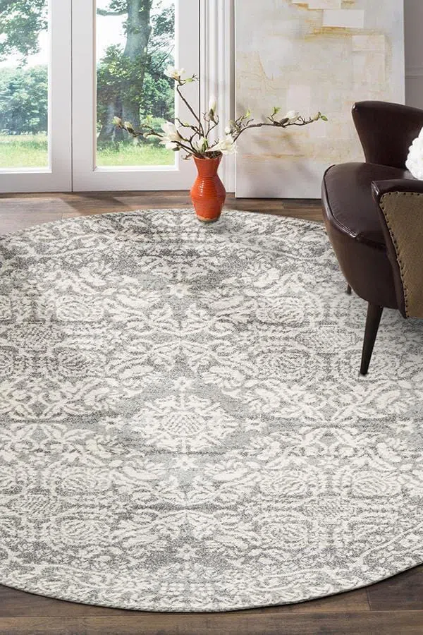 Gwyneth Stunning Transitional Silver Round Rug - Image 3