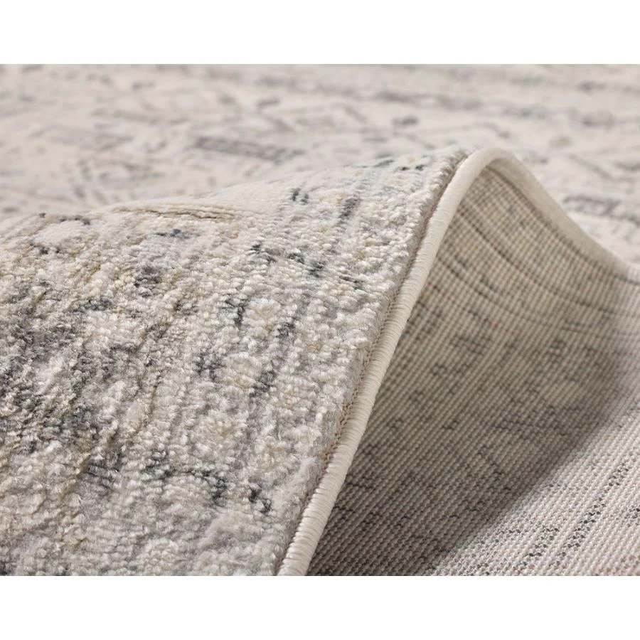 Ikop Light Grey and White Traditional Distressed Rug - Image 4