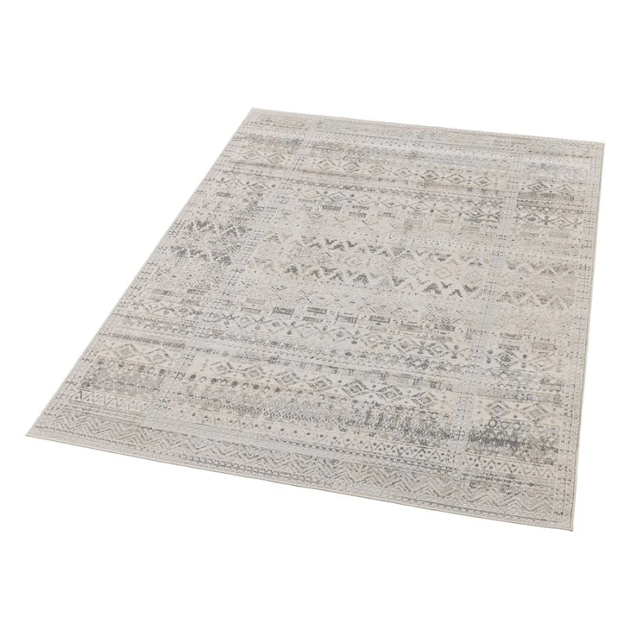 Ikop Light Grey and White Traditional Distressed Rug - Image 5