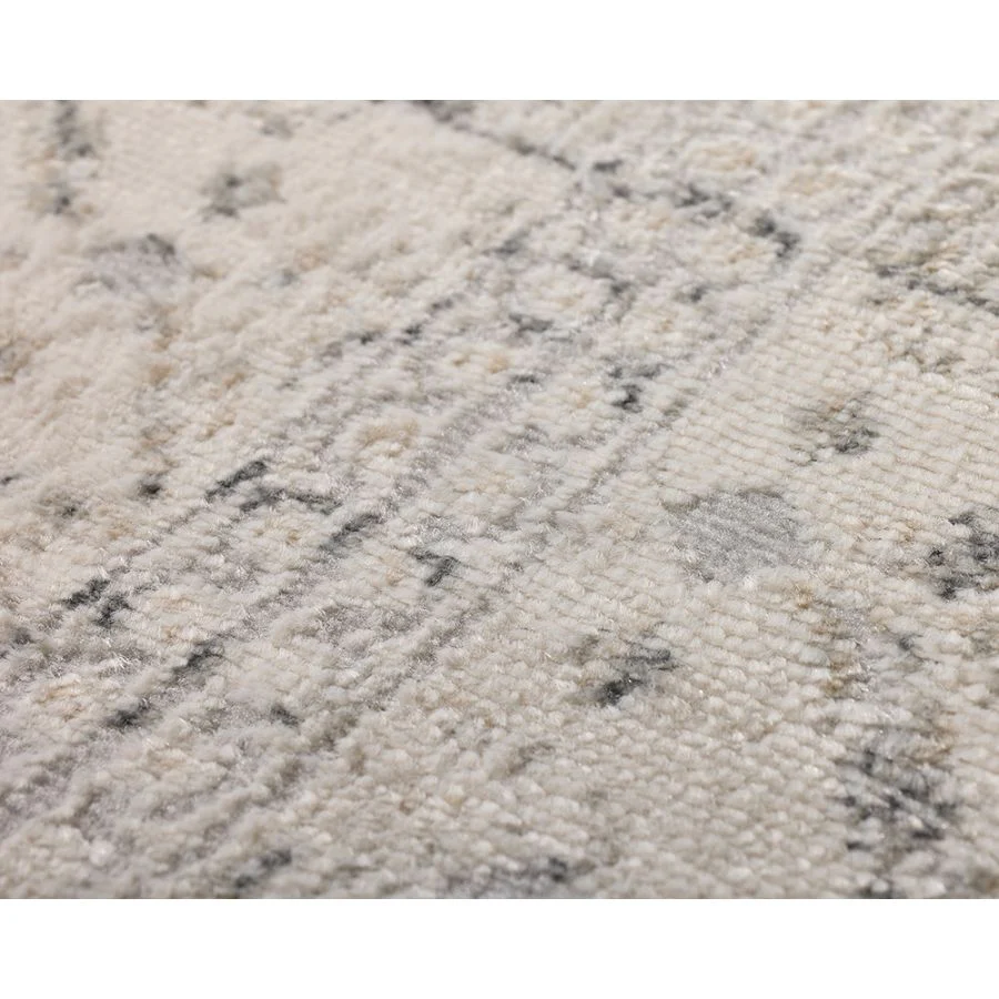 Ikop Light Grey and White Traditional Distressed Rug - Image 7