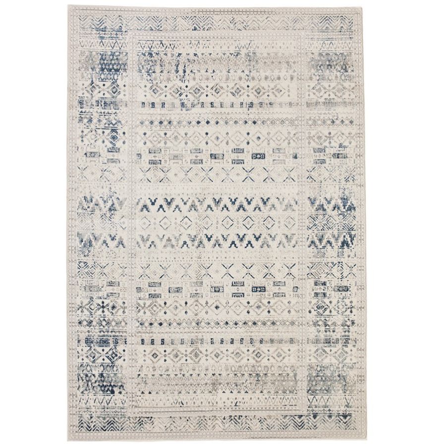 Izmir Navy and White Traditional Distressed Rug