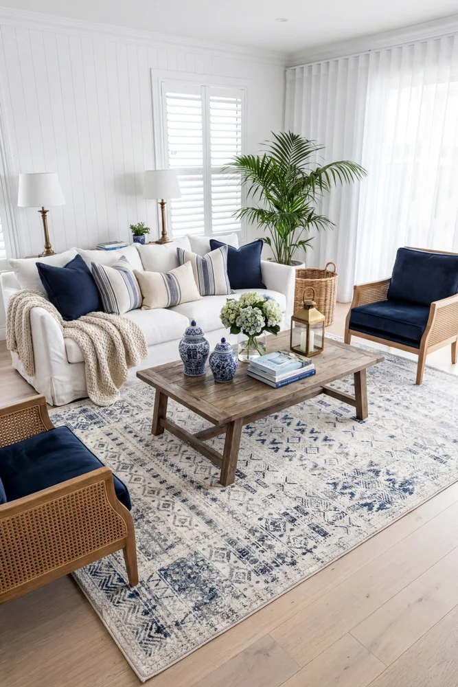 Izmir Navy and White Traditional Distressed Rug - Image 2