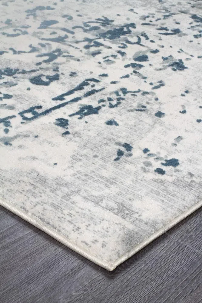 Kendra Casper Distressed Modern Rug Blue Grey White - Image 4