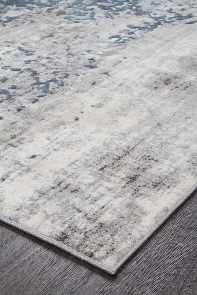 Kendra Farah Distressed Contemporary Rug White Blue Grey - Image 4