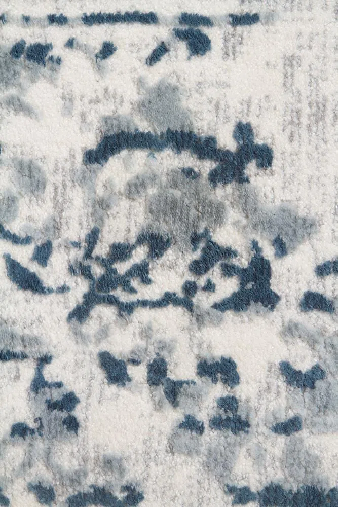 Kendra Farah Distressed Contemporary Rug White Blue Grey - Image 7