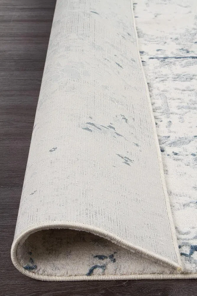 Kendra Farah Distressed Contemporary Rug White Blue Grey - Image 8