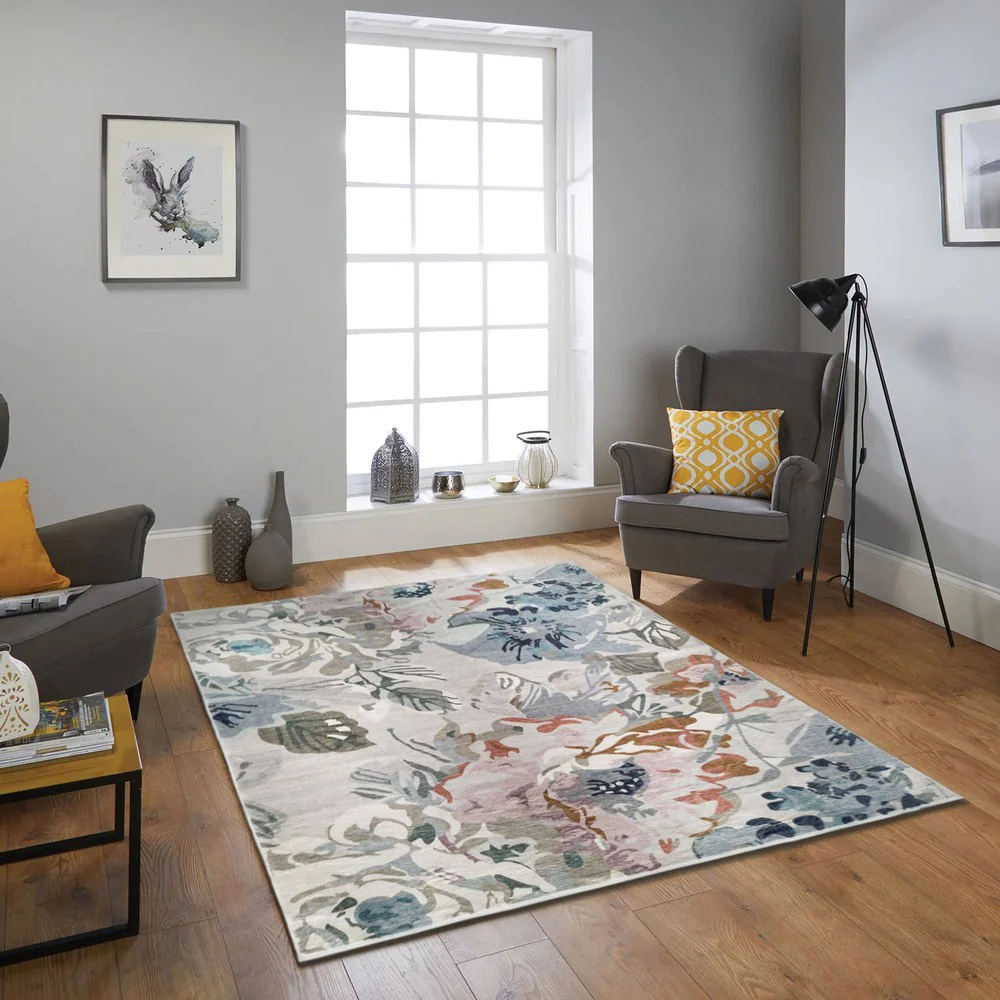 Kyul Floral Multicolour Machine Washable Rug - Image 3