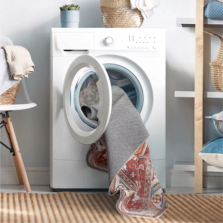 Kyul Floral Multicolour Machine Washable Rug - Image 7