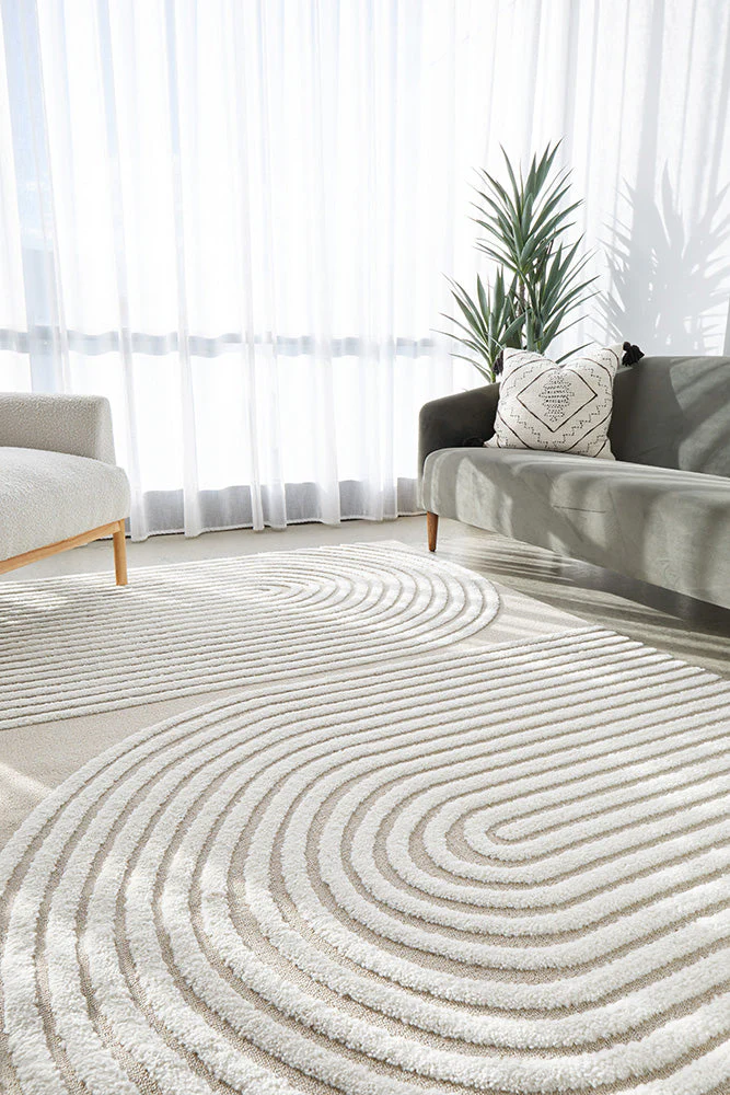 Lotus Abbey Beige White Rug - Image 3