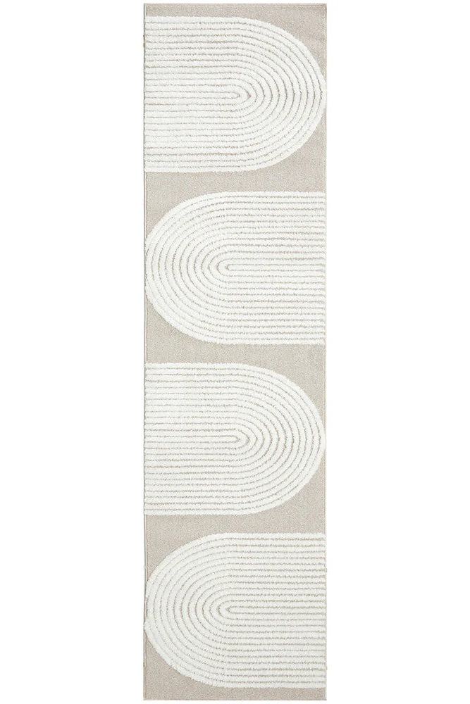 Lotus Abbey Beige White Runner Rug - Image 3