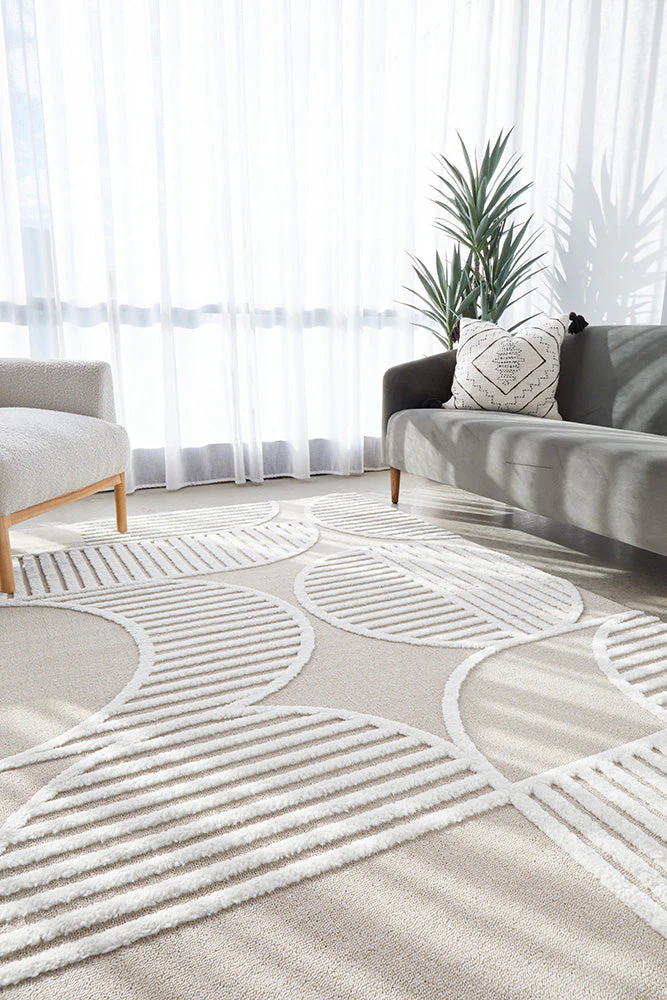 Lotus Leo Beige White Rug - Image 3
