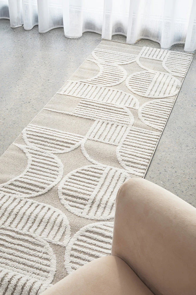 Lotus Leo Beige White Runner Rug - Image 2
