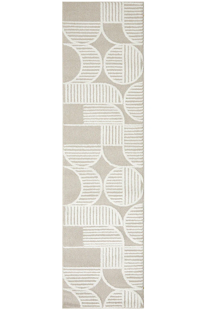 Lotus Leo Beige White Runner Rug - Image 3