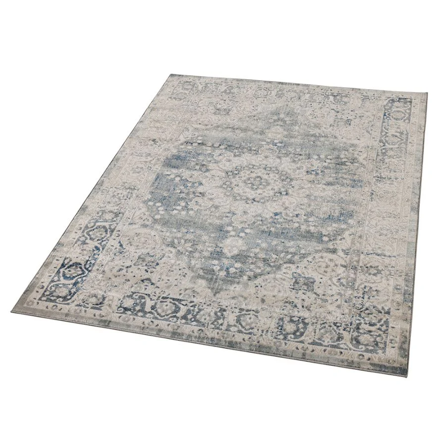 Mangan Navy and White Traditional Distressed Rug - Image 5