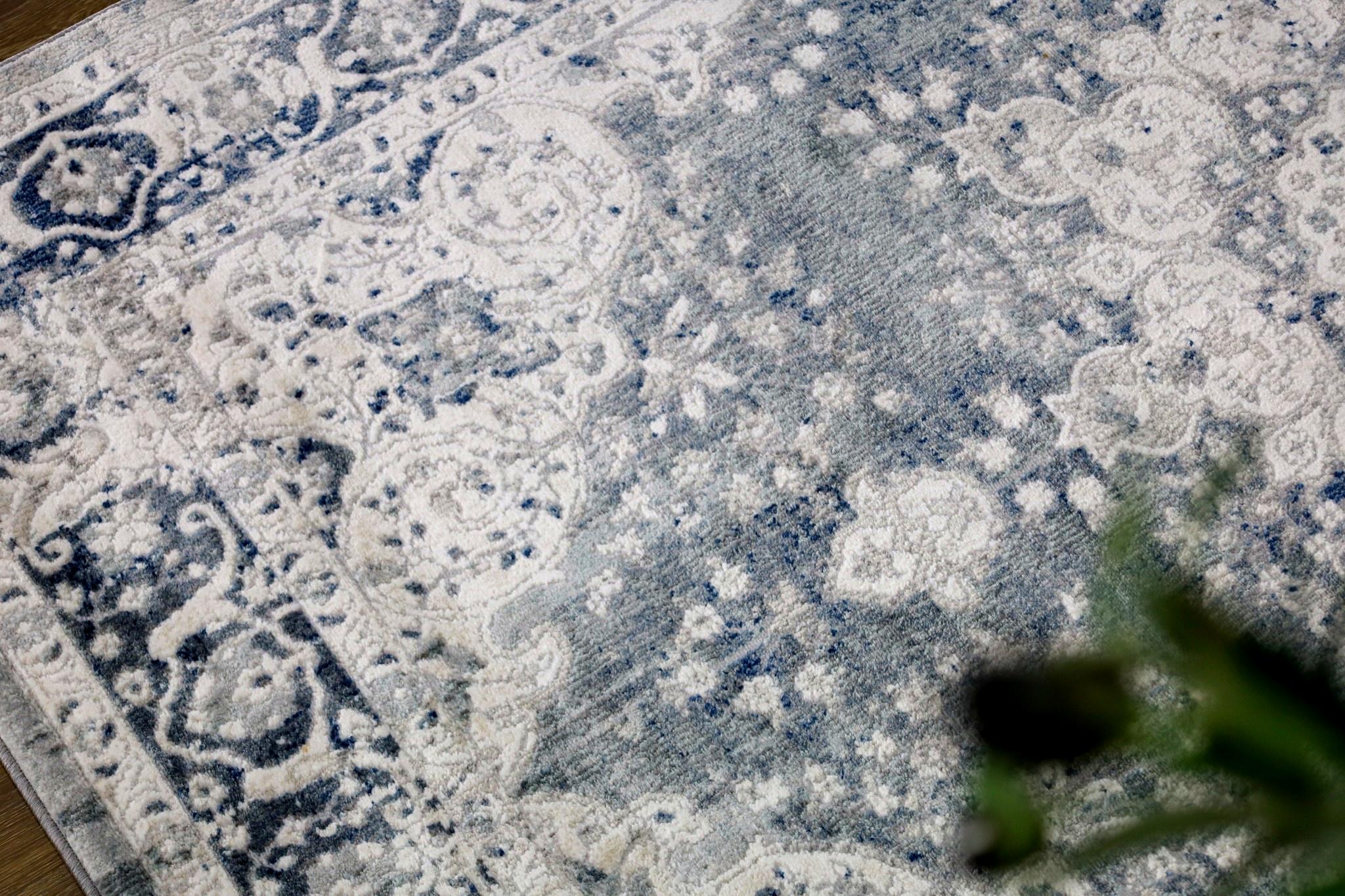 Mangan Navy and White Traditional Distressed Rug - Image 8