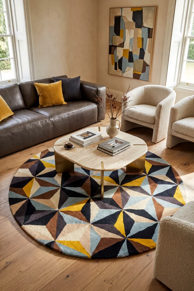 Matrix Pure Wool 900 Blue Round Rug - Image 2