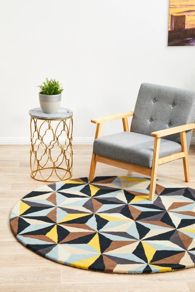 Matrix Pure Wool 900 Blue Round Rug - Image 3