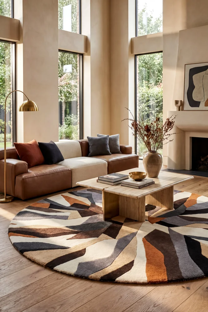 Matrix Pure Wool 903 Fossil Round Rug - Image 2