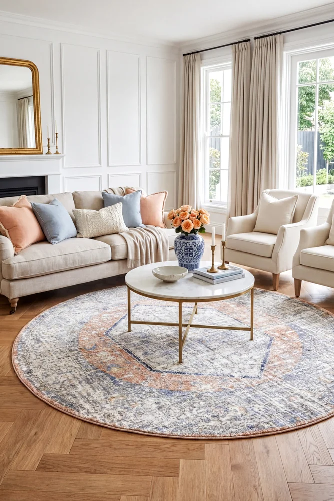 Mayfair Lorissa Peach Round Rug - Image 2