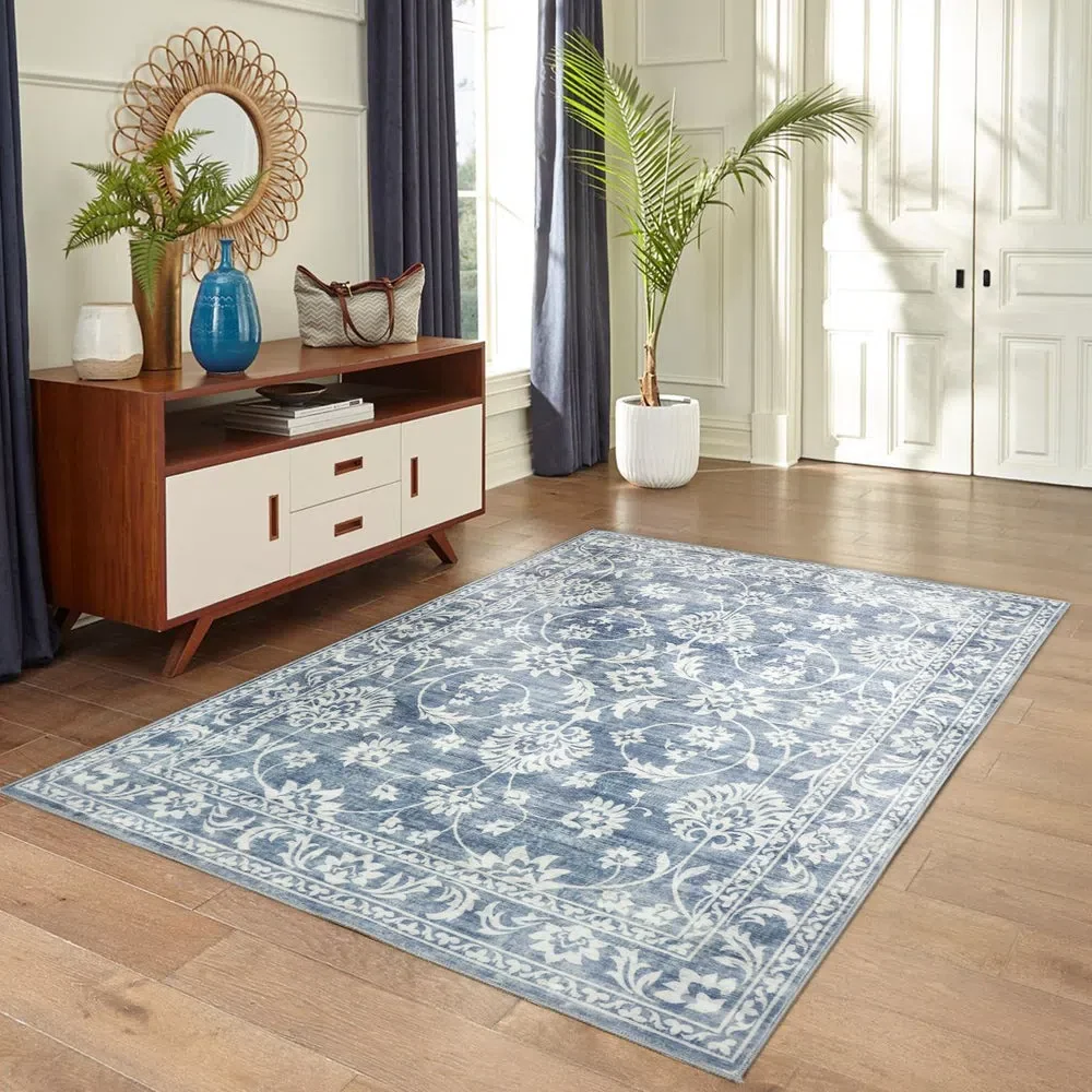 Megan Blue Machine Washable Rug - Image 6