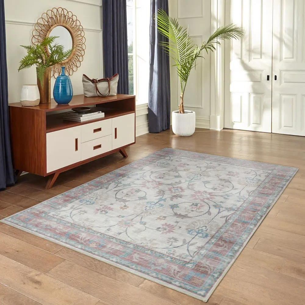 Megan Pink Machine Washable Rug - Image 3