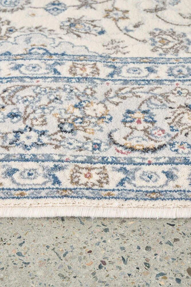 Melody Kashan Ivory Blue Rug - Image 5