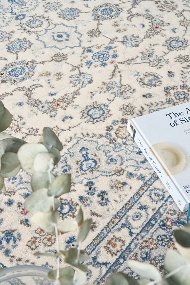 Melody Kashan Ivory Blue Rug - Image 6