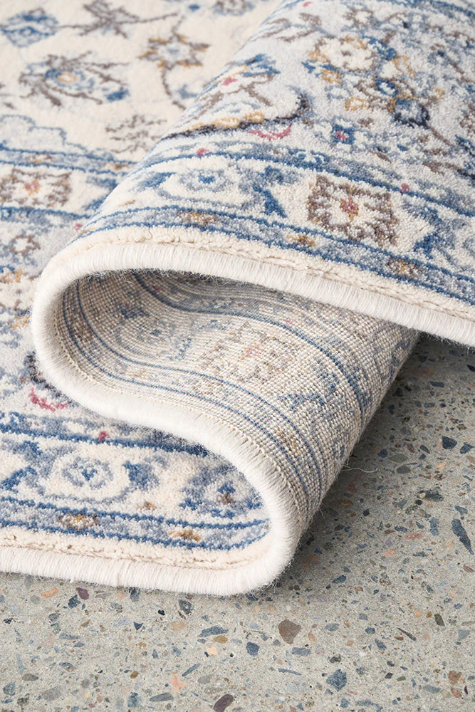 Melody Kashan Ivory Blue Rug - Image 7