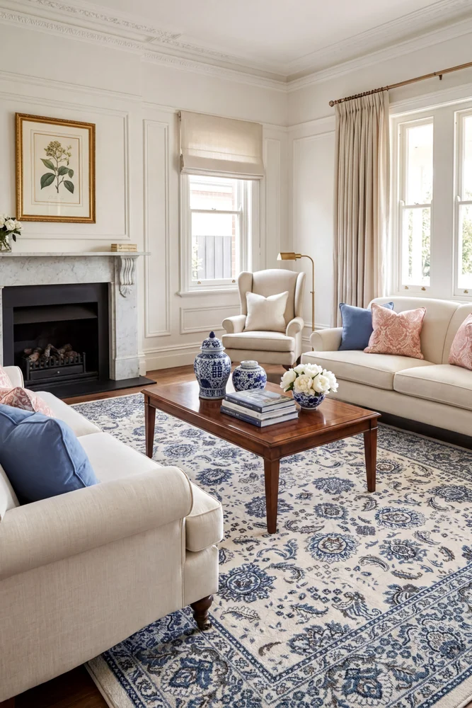 Melody Nain Cream Blue Rug - Image 2