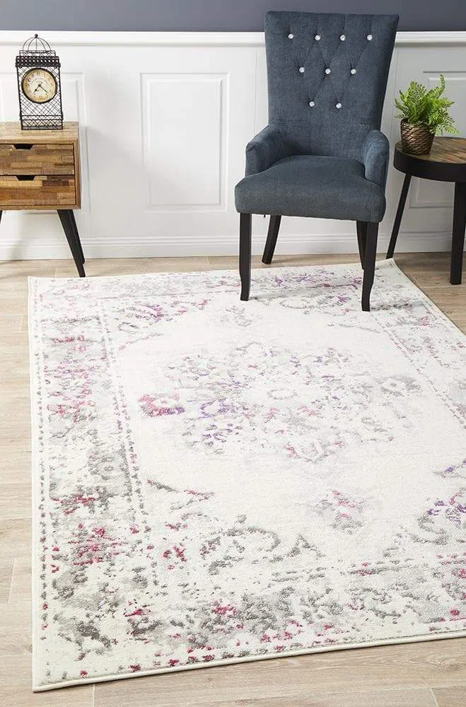 Alexa Transitional Rug White Pink Grey - Image 3