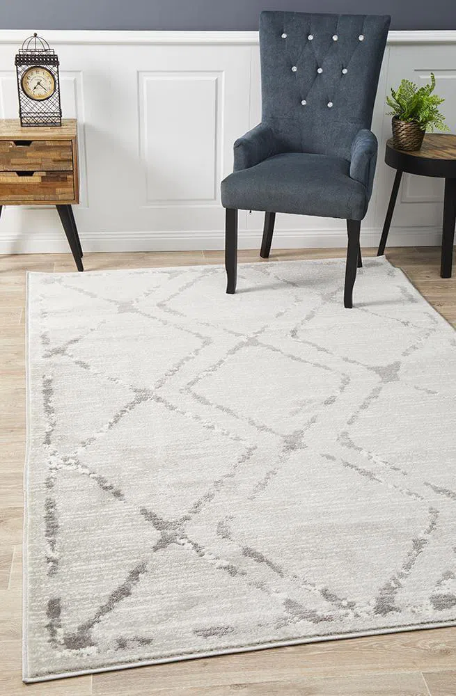 Kendall Contemporary Diamond Rug Silver Grey - Image 3
