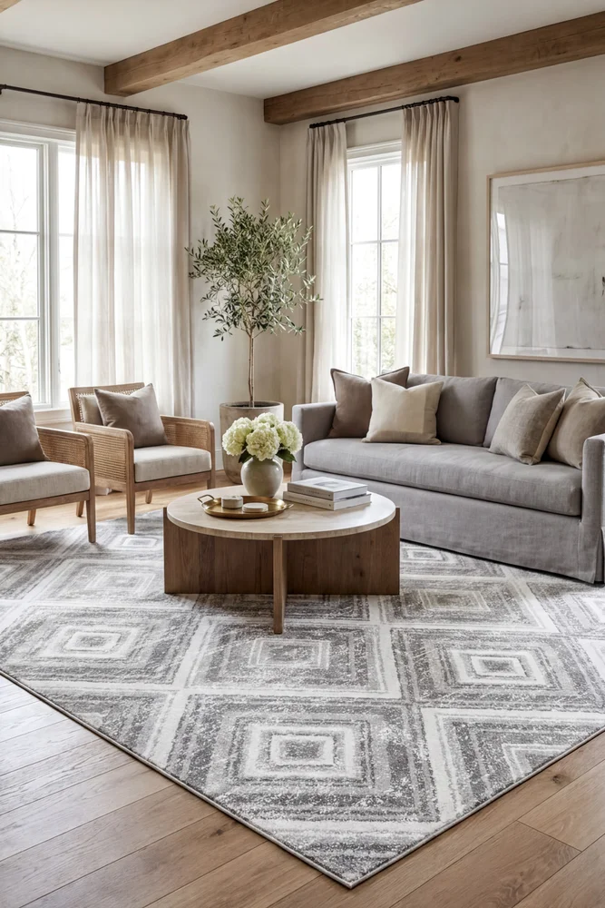 Sabrina Geo Diamonds Rug Silver Grey - Image 2