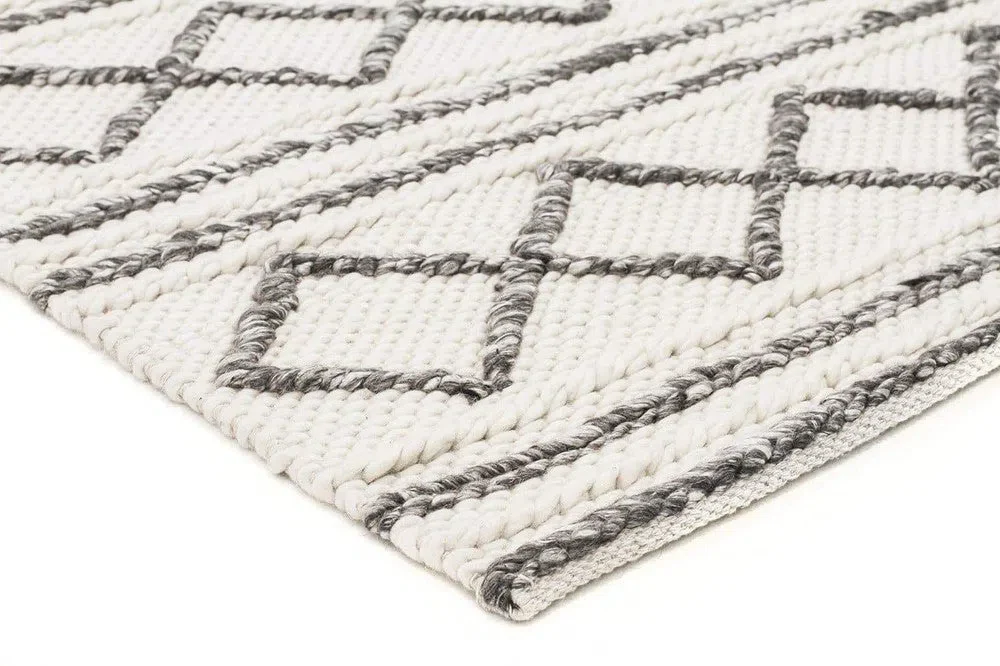 Milly Textured Woollen Rug White Grey - Image 4