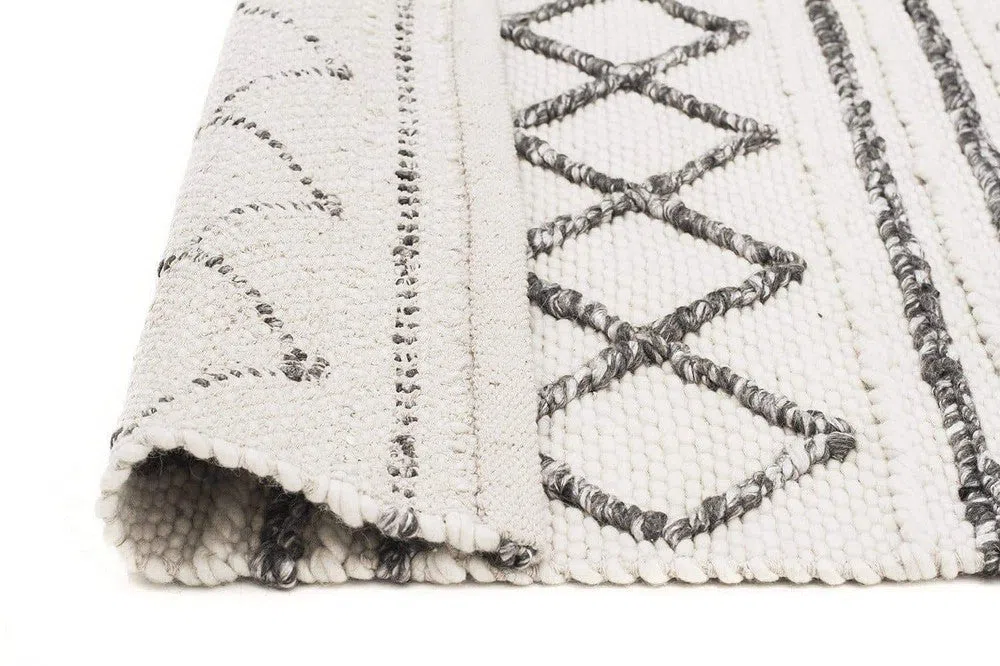 Milly Textured Woollen Rug White Grey - Image 7