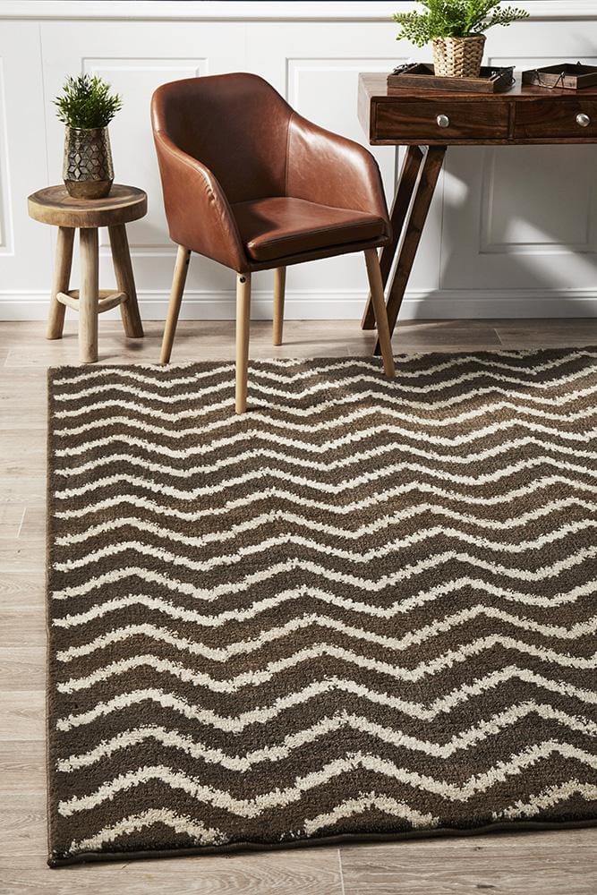 Moroccan Style Chevron Design Brown Beige Rug - Image 3