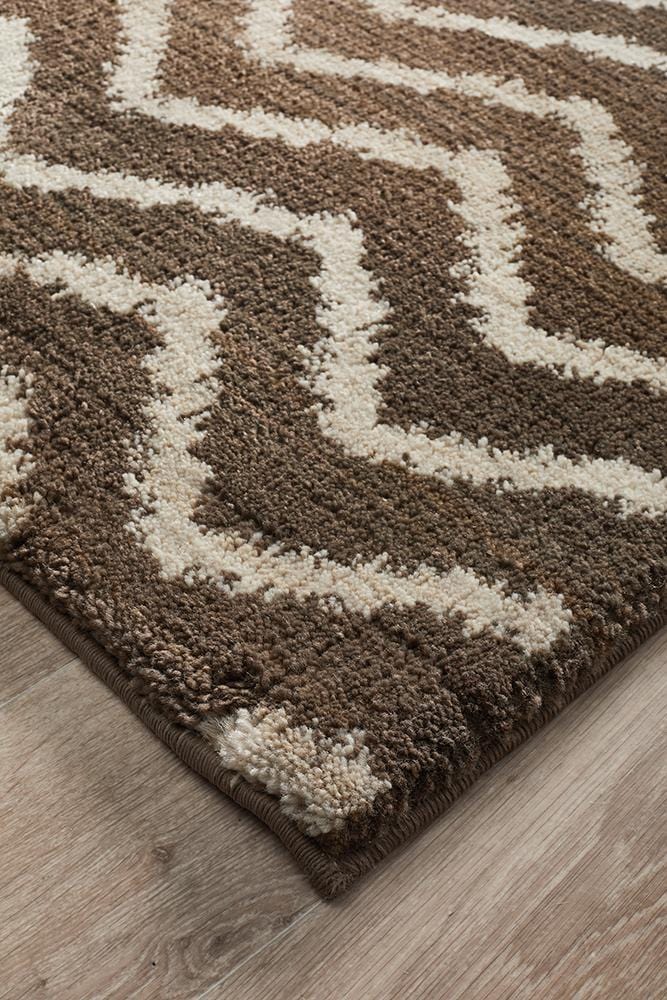 Moroccan Style Chevron Design Brown Beige Rug - Image 4