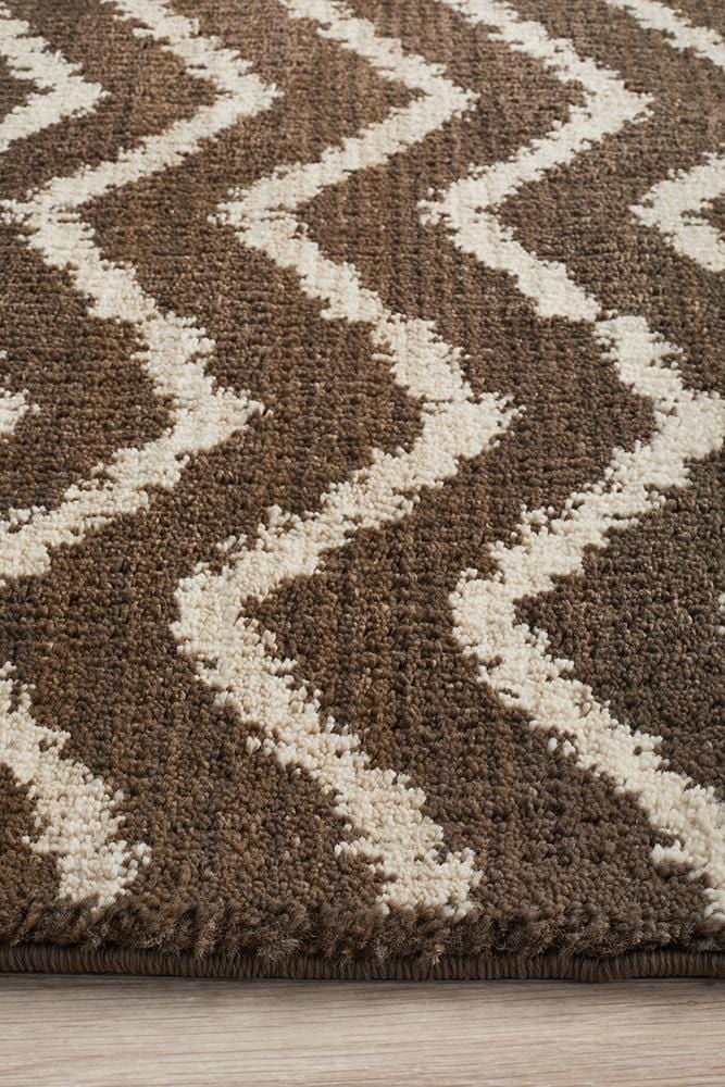 Moroccan Style Chevron Design Brown Beige Rug - Image 6