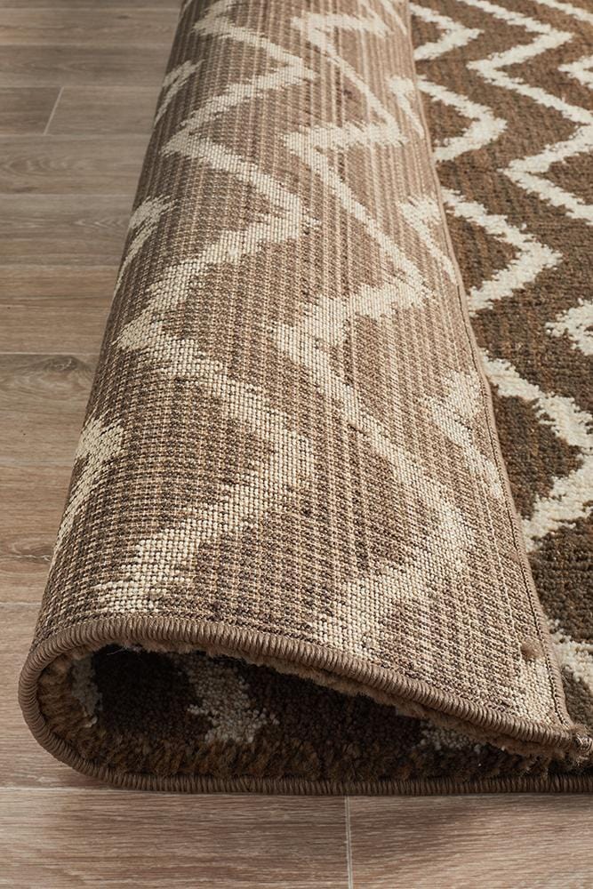 Moroccan Style Chevron Design Brown Beige Rug - Image 8