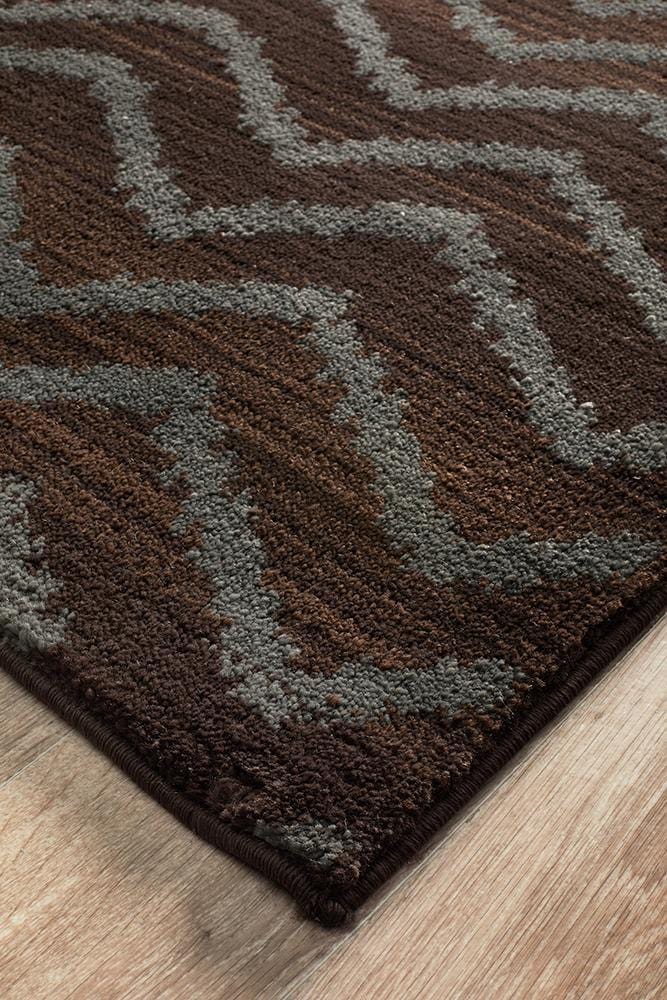 Moroccan Style Chevron Design Brown Grey Rug - Image 4