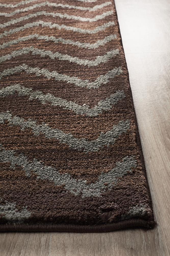 Moroccan Style Chevron Design Brown Grey Rug - Image 5
